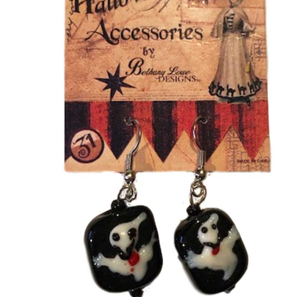 Bethany Lowe Venetian Glass Beads Ghost Earrings Ghost